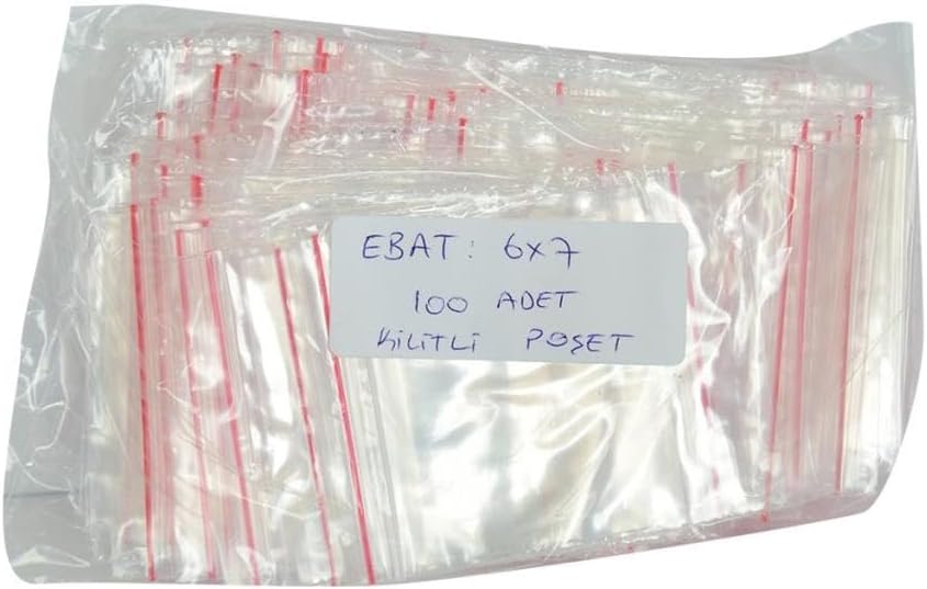 Kilitli Naylon Torba Poşet 6X7 Cm Şeffaf 100 Adet 1 Paket