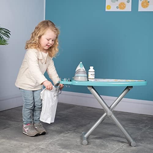 330121, Oyuncak Buhar İstasyonlu Ütü Masası, Krick-Crack Mekanik Düğmeli, Oyuncak Giysi Asılabilir, Ironing Board & Steam Iron