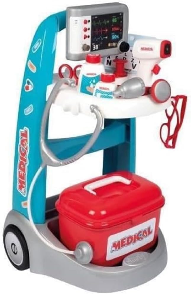 Alternative view of Smoby,340207, Medikal Elektronik Doktor Müdahale Seti, İlk Yardım Müdahale Arabası, Elektronik EKG Modülü, Sesli, Aksesuarlı, Fonksiyonel, Electronic Medical Trolley