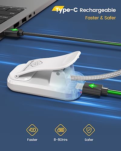 Alternative view of Glocusent Söğüt Yatakta Kitaplar için Okuma Işıkları, 10LED Parlak Kitap Işığı, 3 Renk ve 3 Parlaklık, Şarj Edilebilir Kitap Işığı 80 saat sürer, Okuma Işığında Hafif Klips (beyaz)