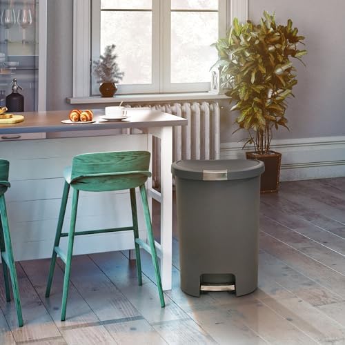 Deco 13 Galon -On Çöp Kutusu ve Kapaklı Geri Dönüşüm Kutusu, Mutfak Atıkları için, Gümüş