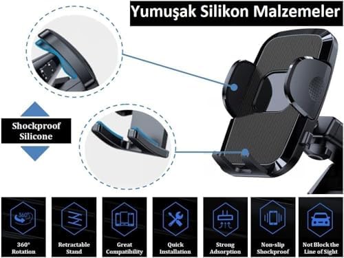 Alternative view of Hb-39 Premium Telefon Tutucu Araç İçi Telefon Tutucu Ayarlanabilir Cam ve Torpido Için Yüksek Kalite Tutucu Araba