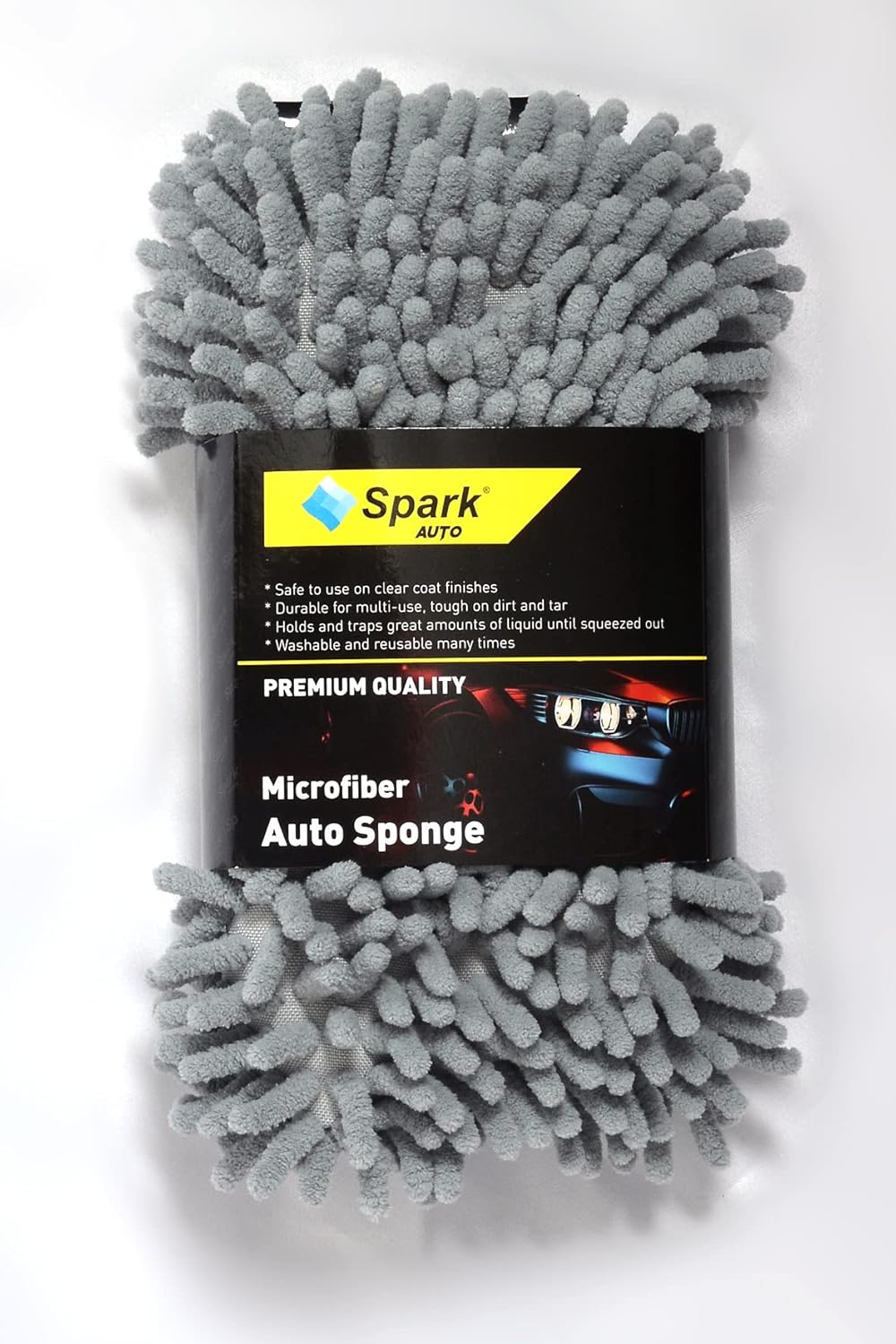 Spark 7040 Mikrofiber Şönil Oto Temizlik & Yıkama ve Kurulama Süngeri 8x23 cm. GRİ