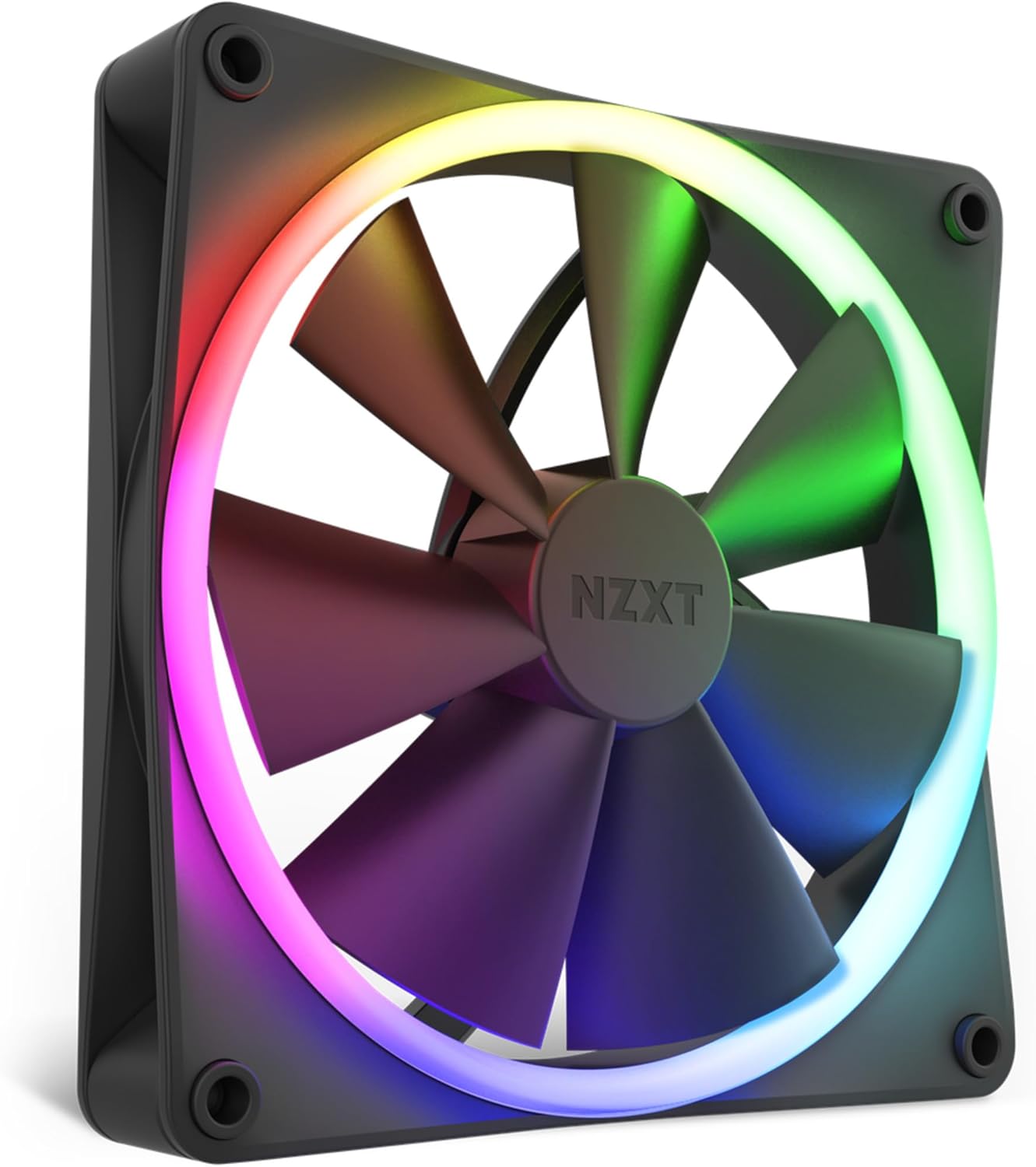 NZXT F140 RGB fanlar – RF-R14SF-B1 – RGB aydınlatma için gelişmiş uyum – çok sessiz soğutma – tek (RGB fan ve kontrol cihazı gereklidir & dahil değildir) – 140 mm fan – siyah
