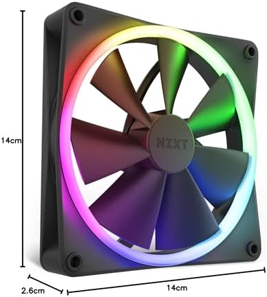 Alternative view of NZXT F140 RGB fanlar – RF-R14SF-B1 – RGB aydınlatma için gelişmiş uyum – çok sessiz soğutma – tek (RGB fan ve kontrol cihazı gereklidir & dahil değildir) – 140 mm fan – siyah
