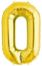 - 0 Rakamı Altın Folyo Balon 34 inch 86 cm