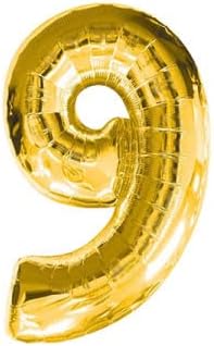 - 9 Rakamı Altın Folyo Balon 16 inch 40 cm