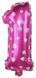 - 1 Rakamı Pembe Folyo Balon 16 inch 40 cm