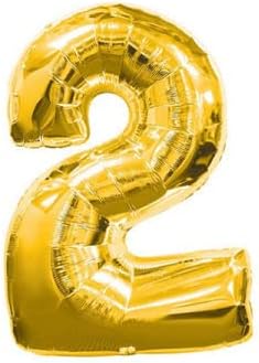 - 2 Rakamı Altın Folyo Balon 16 inch 40 cm