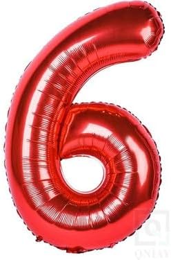 - 6 Rakamı Kırmızı folyo Balon 16 inch 40 cm