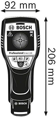 Professional D-tect 120 Duvar Tarama Cihazı (Tarama alanı: 120 mm, Akım geçen ve geçmeyen kabloların, metal, plastik boruların bulunması, USB-C kablosu, 4 x AA pil, Akü Adaptörü, Taşıma Çantası)