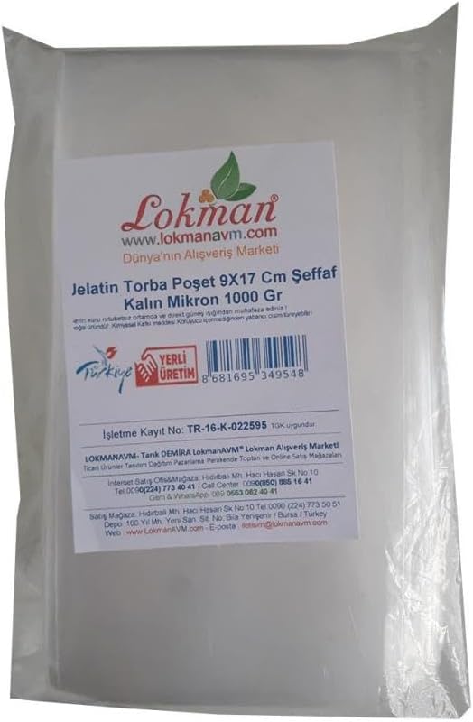 Alternative view of Jelatin Torba Poşet 9X17 Cm Şeffaf Kalın Mikron 1000 Gr 1 Paket