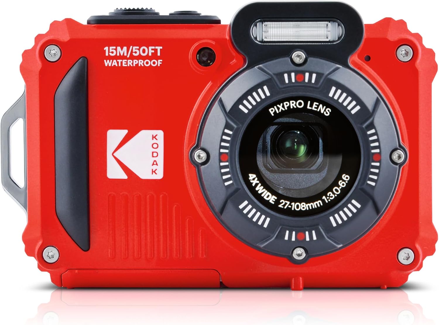 KODAK PIXPRO WPZ2 15M Su Geçirmez Fotoğraf Makinesi - 16MP, 4x Optik Zoom, 1080P Full HD Video (Kırmızı)