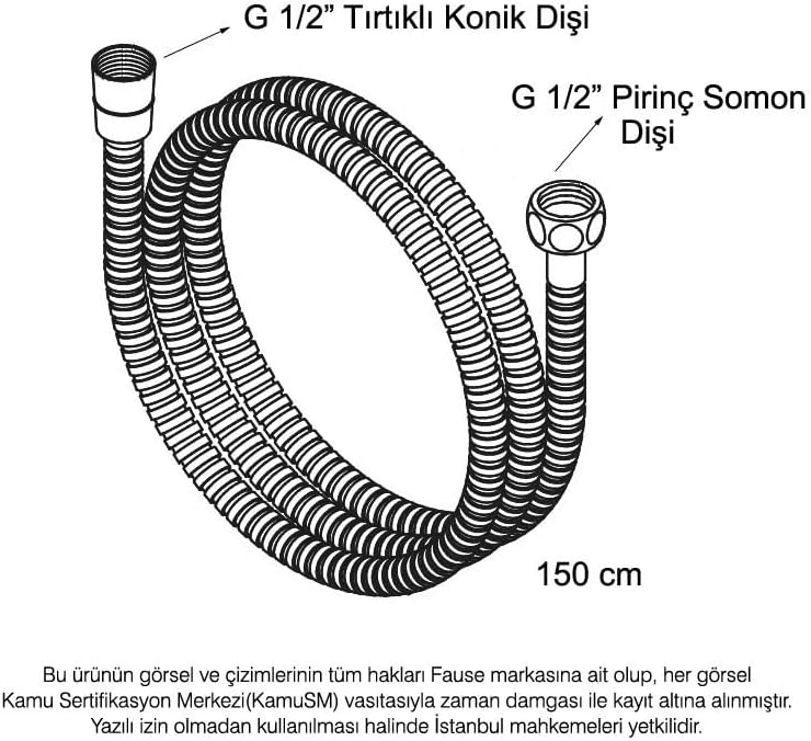 Çelik Kromlu Duş Hortumu 150 cm Pirinç Somon KDH101
