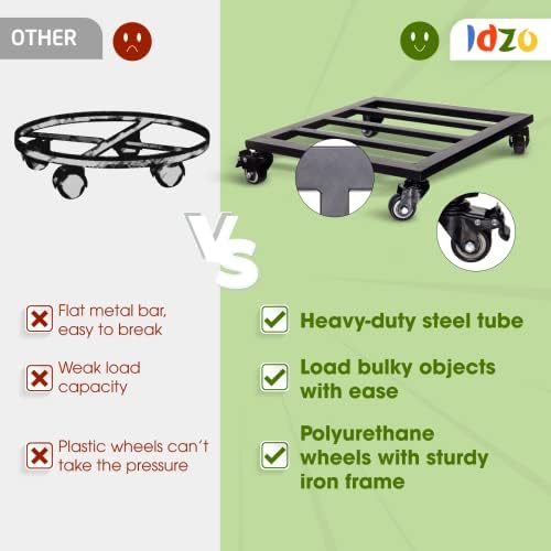 Alternative view of Idzo Kare Metal Bitki Kutusu, Kilitlenebilir Bitki Dolly - Ağır Saksıların Yeniden Konumlandırılması, Ağır Ev Eşyalarını Taşımak için 360° Tekerlekli Çelik Bitki Standı - 30 x 30 cm, Siyah