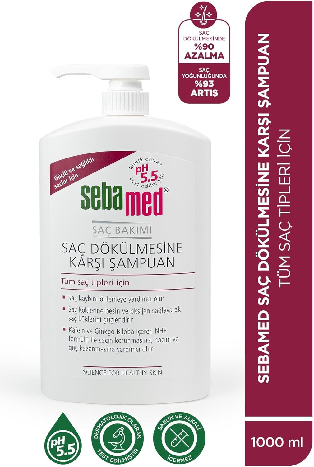 Saç Dökülmesine Karşı Güçlendirici Etkili Kafein ve Biloba İçerikli Şampuan 1000 ml