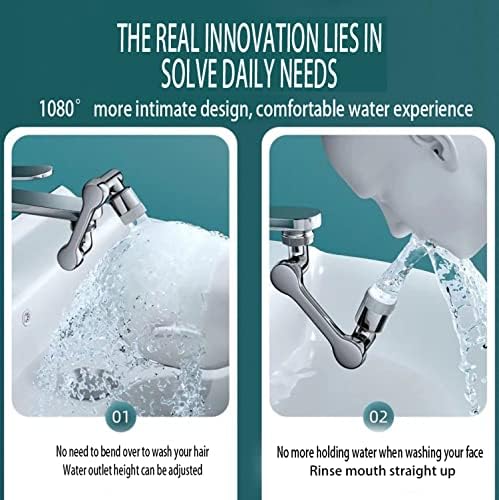 Da by Musluk Havalandırıcı, 1080 ° Dönen Genişletici Havalandırıcı, Dayanıklı Sıçrama Korumalı Musluk Genişletici