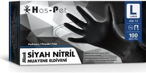 AMBALAJKAPIDA-COM HAS-PET ELDİVEN NİTRİL SİYAH L BEDEN 100 LÜ