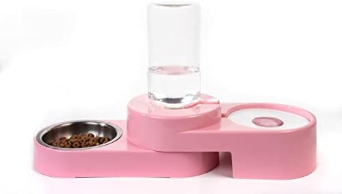 Alternative view of Miapet Köşeli Ayarlanabilir Hazneli Çelik Taslı Kedi-Köpek Mama Ve Su Kabı Seti 1000ml Pembe