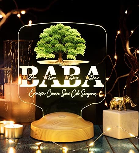 Alternative view of Babalar Günü Hediyesi, Babaya Hediye, Baba, Evimizin Çınarı Hediyesi, Renkli İsim Yazılı Kişiye Özel 3D Led Lamba