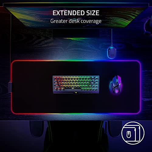 Strider Chroma - Chroma RGB ile Hibrit Oyun Mouse Mat (Hibrit Yumuşak/Sert Mat, 19 Chroma RGB Aydınlatma Bölgesi, Kaymaz Taban, Dikişsiz Kenarlar) Siyah