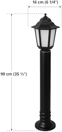 Zita Klas Bahçe Aydınlatma Lambası | 90 cm Uzun Direkli Dış Mekan Yol Apliği | E27 Duylu, IP54 Su Geçirmez, 220V, Siyah | Yerli Üretim Bahçe Lambası (Ampul Hariç)