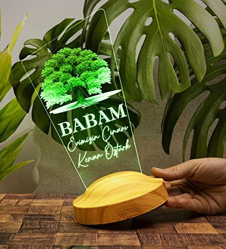 Babaya Hediye, Babalar Günü Hediyesi, Babama Hediye, Ağacı Figürlü Renkli Led Lamba Şeklinde