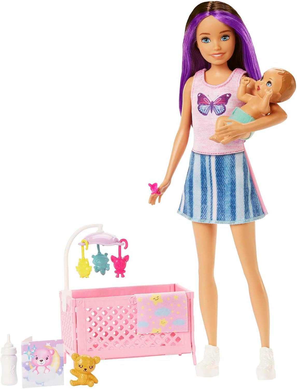 ve aksesuarları, Skipper bebek, uykulu bebek figürü ve beşikli oyun seti, mobilya ve temalı aksesuarlar, Bebek Bakıcısı, HJY33