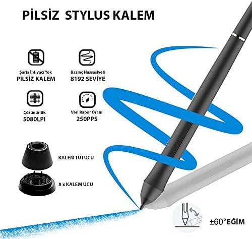 Veikk VK640 ve VK1200 Grafik Tabletler Için 8192L Pilsiz Kalem-P05