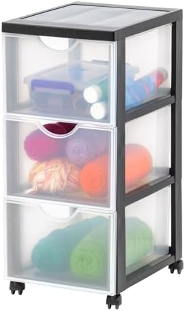 Alternative view of Ohyama saklama kulesi, saklama kulesi, çok fonksiyonlu plastik saklama kulesi, tekerlekli ve çekmeceli kule, 3 x 15 l, ergonomik açıklık, ev, ofis - DDDC-303 - siyah