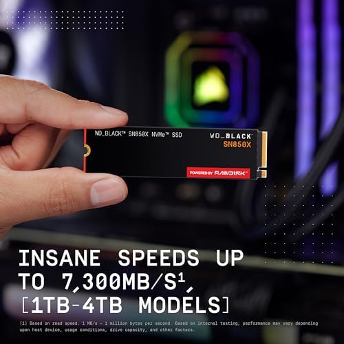 Alternative view of WD_BLACK SN850X NVMe SSD 2 TB dahili SSD (oyun belleği, PCIe Gen4 teknolojisi, okuma 7.300 MB/sn, yazma 6.600 MB/sn), siyah
