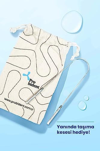 Probident Dil Temizleme Aparatı/Dil Sıyırıcı Kese + Stand Hediyeli Full 304 Surgical Stainless Steel