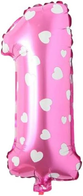 1 Rakamı 40 İnç Pembe Kalpli Folyo Balon 100 Cm