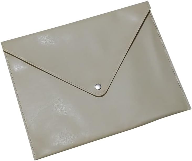 2K PU Deri A5 KÜÇÜK BOY Dosya Klasörü Belge Tutucu Su Geçirmez Portföy Zarf Dosya Klasör Kılıf A5 Çıtçıtlı Dosya 19,5X24,7 CM - BEJ