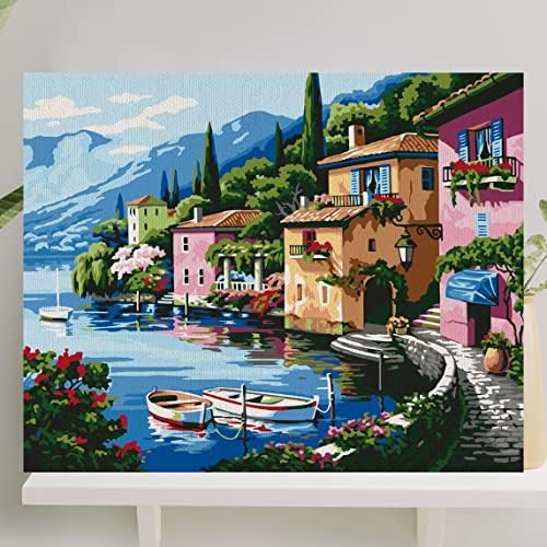 Hobi Sanat Sayılarla Boyama Tuval Seti Fırça Boya Dahil (Çıtalı) 40x50 CM - Deniz Evler