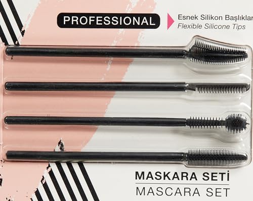 4'lü Silikon Tasarım Maskara ve Kaş Şekillendirme Fırçası