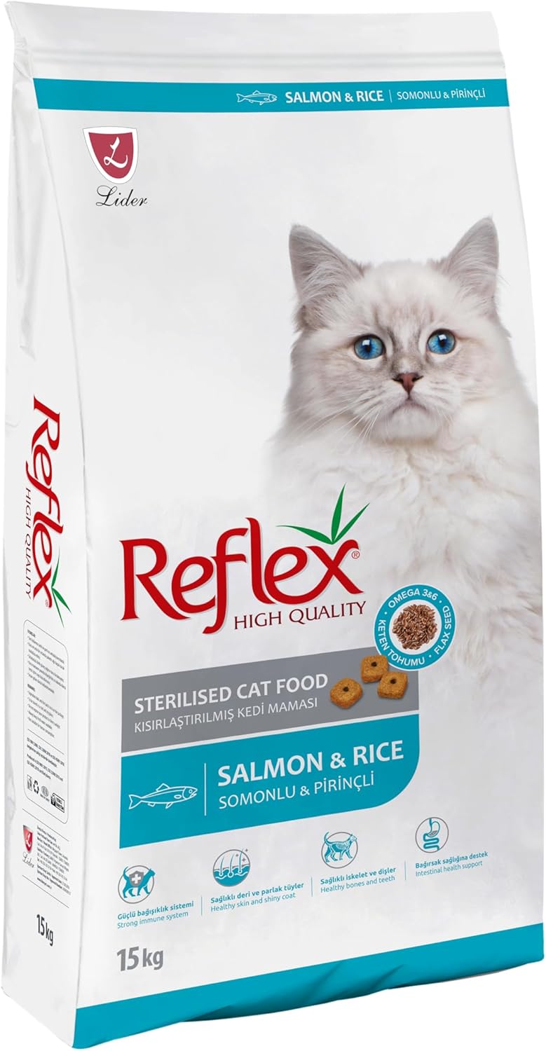 Reflex Kısırlaştırılmış Yetişkin Kedi Maması Somon&Pirinç 15 kg