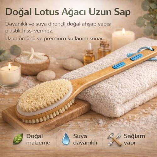 Alternative view of Sırt ve Vücut Temizleme Fırçası - 2 Taraflı Sert & Yumuşak Lifli, Bambu Uzun Saplı (43cm), Ölü Deri ve Gözenek Temizleyici, Pürüzsüz ve Canlı Cilt İçin İdeal
