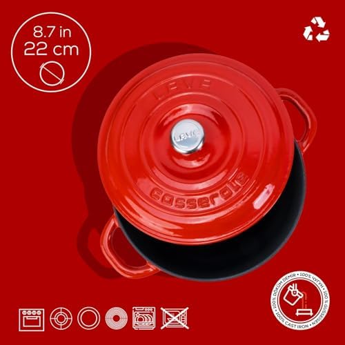 Alternative view of Döküm Yuvarlak Tencere Döküm Demir Kapak New Serisi Çap 22cm. Kırmızı
