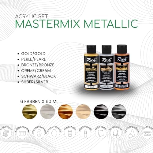 Rich Mastermix Akrilik Boya 60 Cc 6 Lı Metalik Renkler