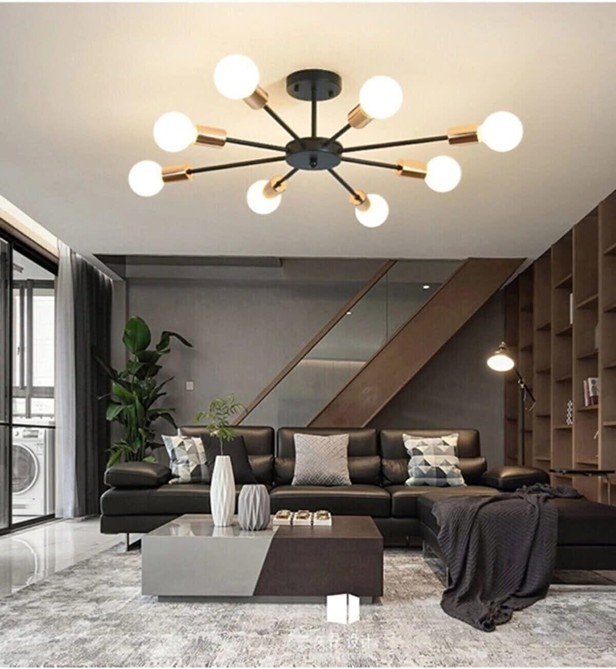 Fer Avize Yıldız Model Modern Spor Model Tavan Plofonyer Salon - Mutfak - Yatak Odası 8 Li Avize (AMPULSÜZ)