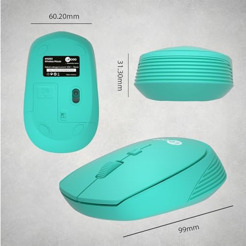 Alternative view of WS202 Kablosuz 1200DPI 4 Tuşlu 3 Milyon Tıklama Ömrü Sessiz Tasarım, PC, Mac, Dizüstü Bilgisayar için, USB Mini Alıcı ile Optik Mouse Turkuaz
