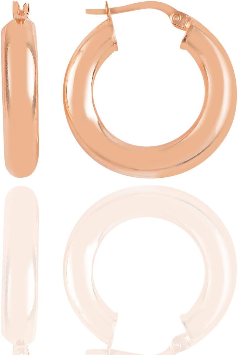 Alternative view of Gümüş rose 5 mm kalınlığında 25 mm büyüklüğünde kalın gümüş halka küpe