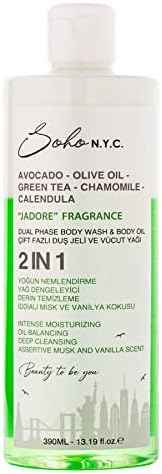 Soho N.Y.C. Vegan Çift Fazlı Duş Jeli Ve Yoğun Nemlendiricili Vücut Yağı-Jadore 390 Ml