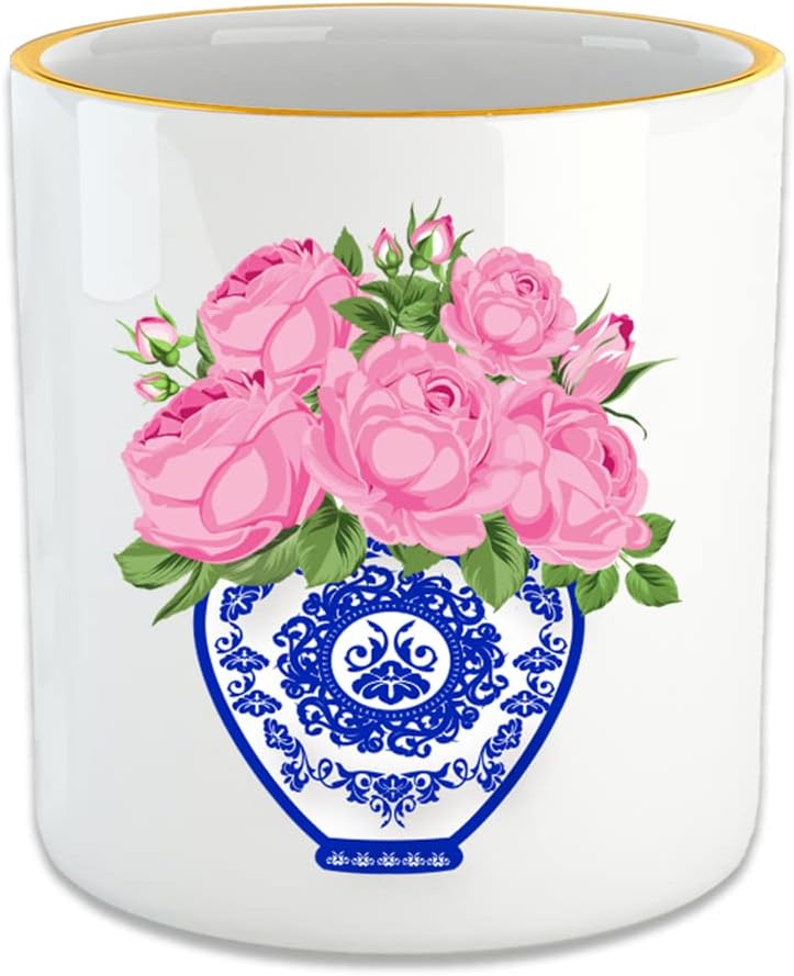 FIN170 Blue Blanc Pembe Gül Espresso, Double Türk Kahvesi Fincanı Kulpsuz Bardak