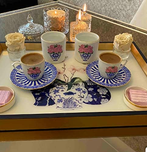 Alternative view of FIN170 Blue Blanc Pembe Gül Espresso, Double Türk Kahvesi Fincanı Kulpsuz Bardak