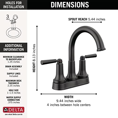 Saylor Mat Siyah Banyo Bataryası, Banyo Lavabo Bataryası, Banyo Lavabosu için Merkezli Banyo Bataryası, Mühür Teknolojisi, Metal Tahliye Montajı, Mat Siyah 2535-BLMPU-DST