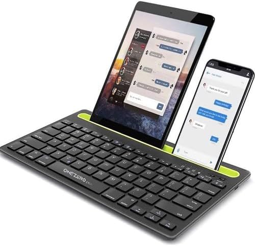 C380 Çift Bluetooth Bağlantılı Taşınabilir İnce Tasarım IPad İle Uyumlu Telefon Tutuculu Tablet Tutuculu Çoklu Bağlantılı Bluetooth Klavye (Siyah)