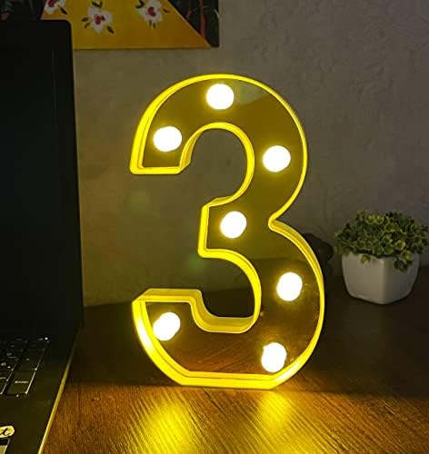 3D Işıklı Led Sayı Dekoratif Aydınlatma Büyük Boy 3