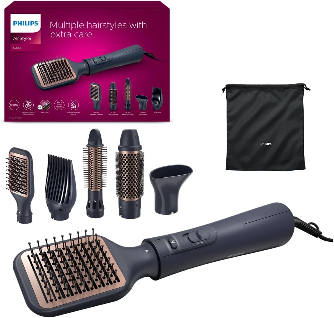 5’i 1 Arada Saç Şekillendirme ve Kurutma Seti, Argan Yağı Seramik Kaplama, İyonik Bakım, 5 Aparatlı Air Styler, Eşit Isı Dağıtımı, 3 Isı ve Hız Ayarı, Soğuk Hava Fonksiyonu, BHA530/00